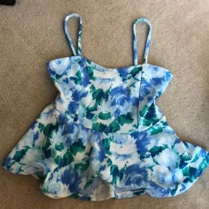 Blue floral tank top